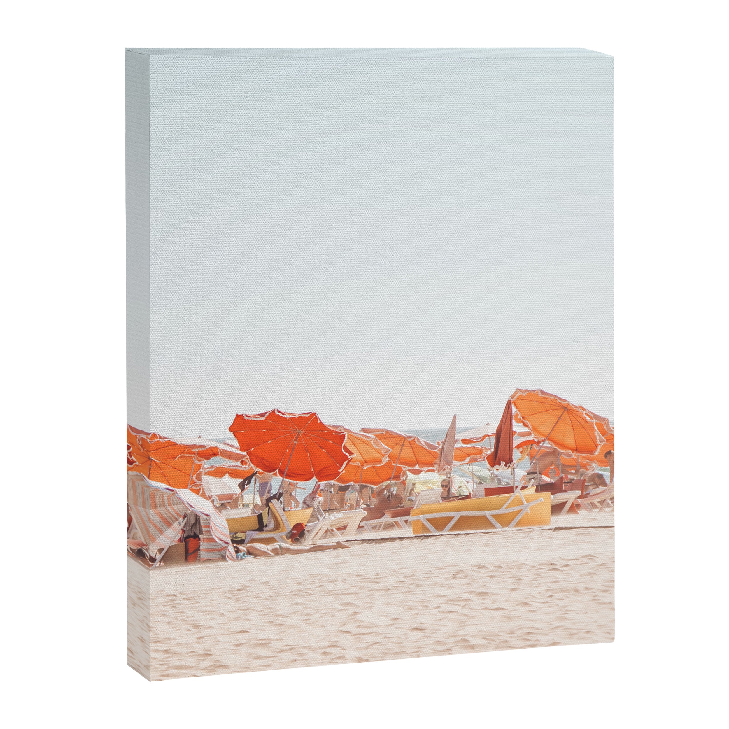 Beach - Orange Sun Umbrellas series  - Ocean Travel photography Canvas Print Gallery Image 6