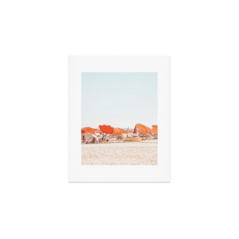 Beach - Orange Sun Umbrellas series  - Ocean Travel photography Art Print Gallery Image 1