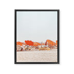 Beach - Orange Sun Umbrellas series  - Ocean Travel photography Framed Canvas Print Gallery Image 6
