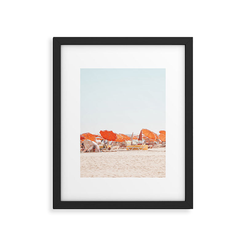Beach - Orange Sun Umbrellas series  - Ocean Travel photography Framed Art Print Gallery Image 5
