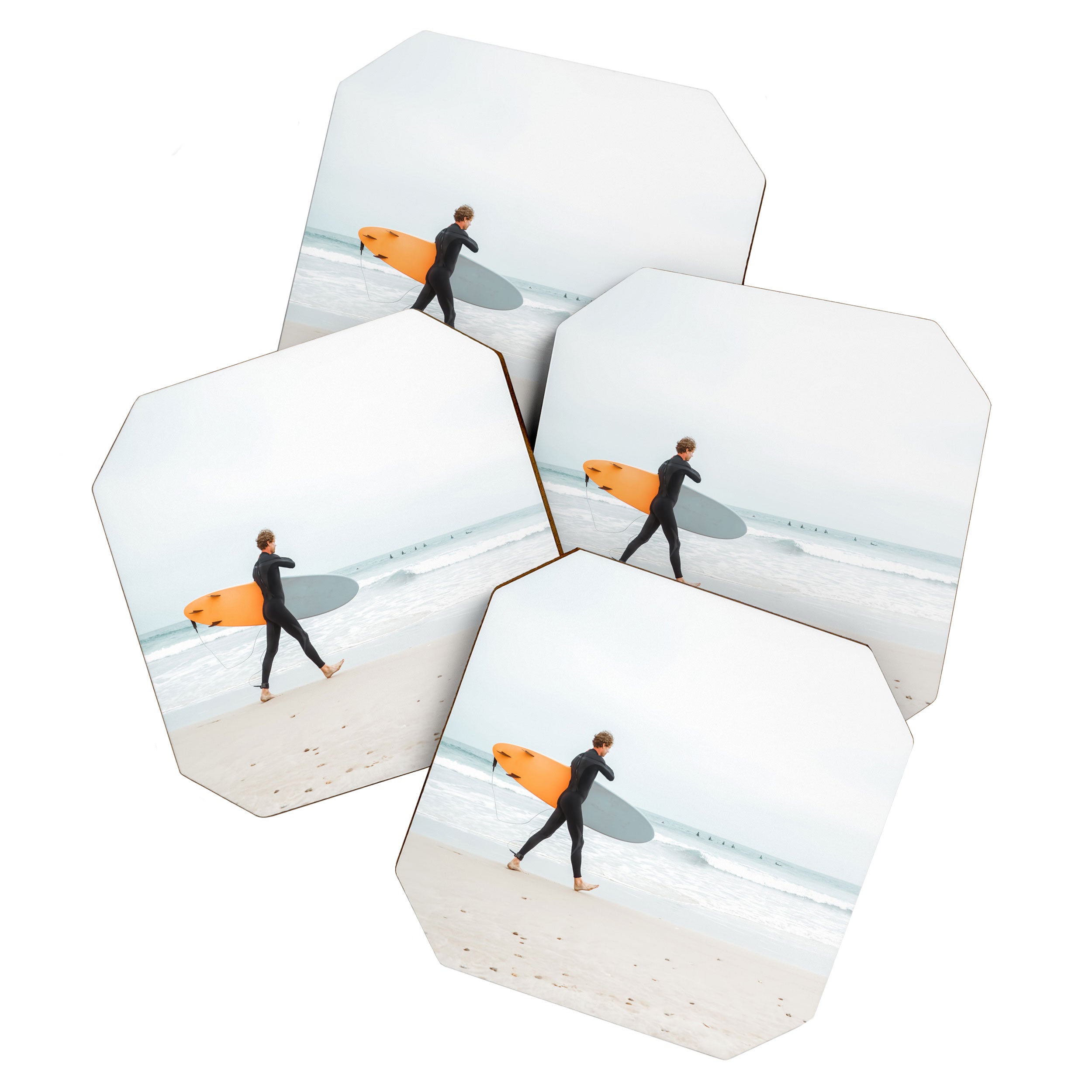 Beach - Surfer - Ocean - Minimal - Sea - Travel photography Coaster Gallery Image 1