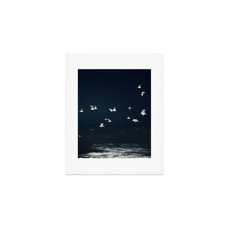 Birds in Flight - Dark Blue Sea - Ocean Print - Travel photography Art Print Gallery Image 1