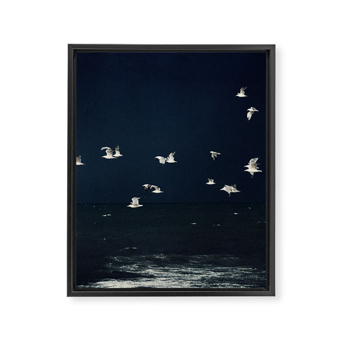 Birds in Flight - Dark Blue Sea - Ocean Print - Travel photography Framed Canvas Print Gallery Image 1