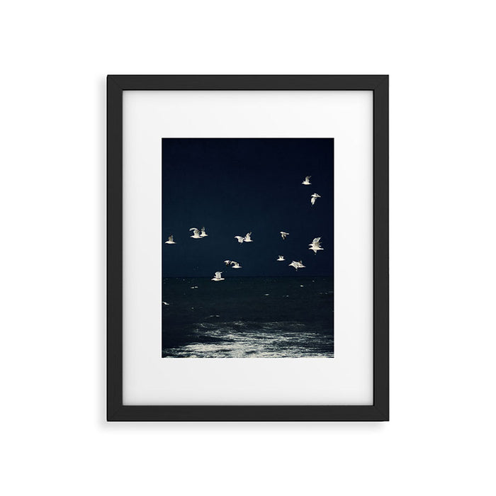 Birds in Flight - Dark Blue Sea - Ocean Print - Travel photography Framed Art Print Gallery Image 1