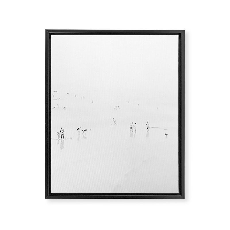 Black and White Beach - People - Minimal Beach - Ocean - Sea Travel photography Framed Canvas Print Gallery Image 6