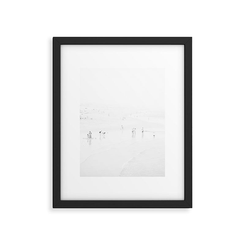Black and White Beach - People - Minimal Beach - Ocean - Sea Travel photography Framed Art Print Gallery Image 5