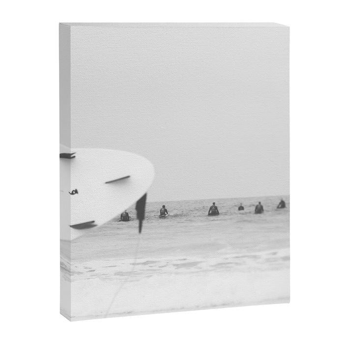 Catch a Wave - Abstract Surf Board photography - Black and White Surfer - Ocean Sea Travel photo Canvas Print Gallery Image 1