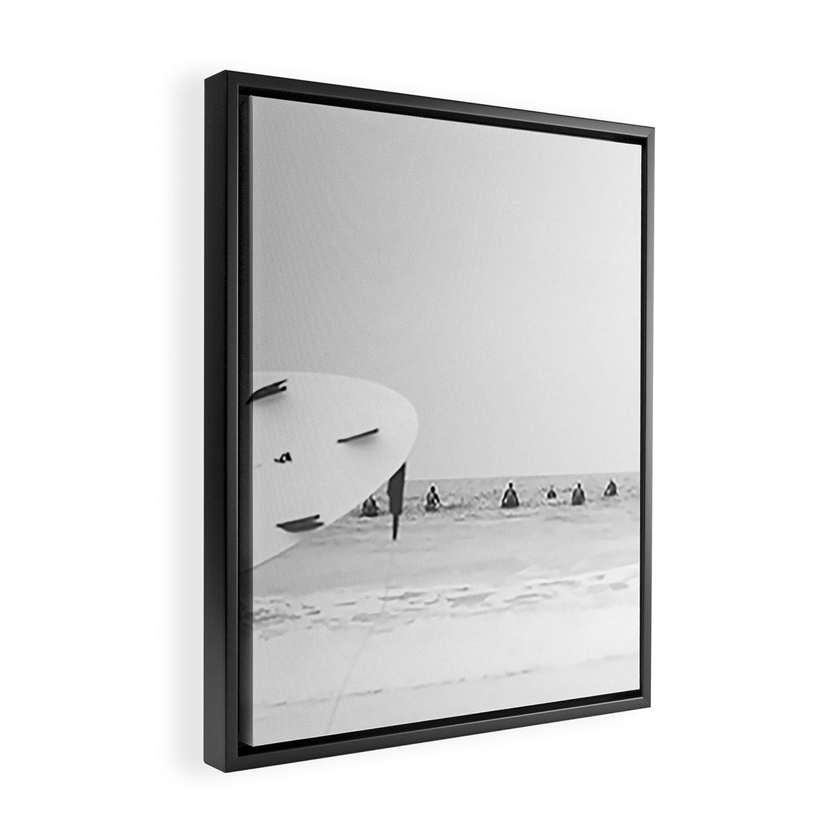Catch a Wave - Abstract Surf Board photography - Black and White Surfer - Ocean Sea Travel photo Framed Canvas Print Gallery Image 2