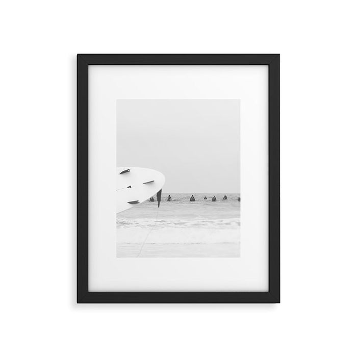Catch a Wave - Abstract Surf Board photography - Black and White Surfer - Ocean Sea Travel photo Framed Art Print Gallery Image 1