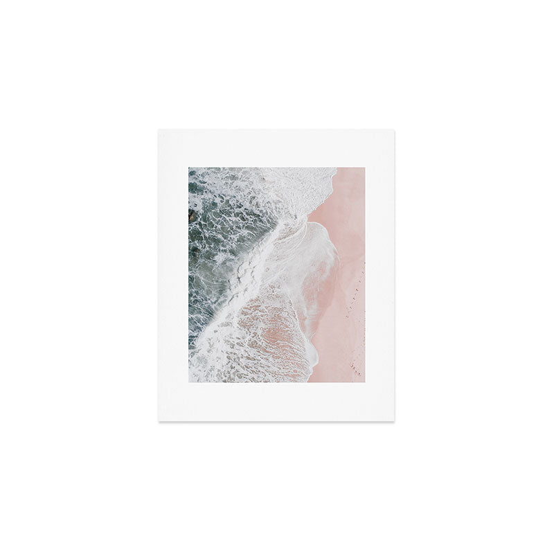 Crashing Waves Ocean Print - Aerial Beach - Pink Sand - Sea Travel photography by Ingrid Beddoes Art Print Gallery Image 1