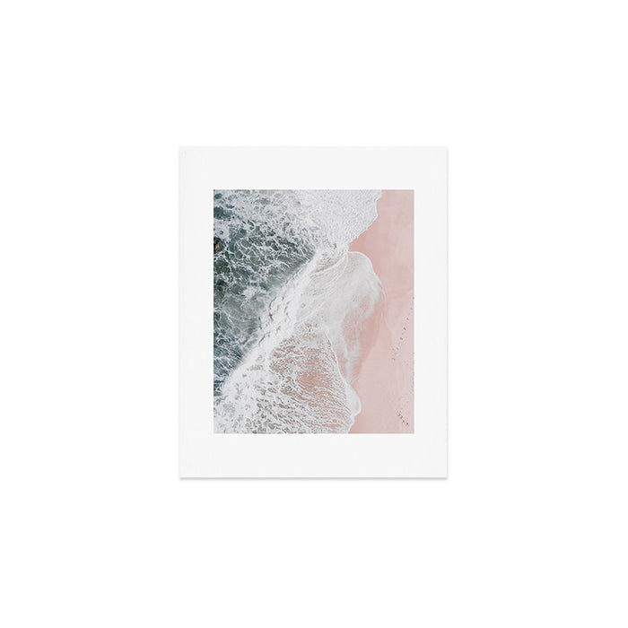 Crashing Waves Ocean Print - Aerial Beach - Pink Sand - Sea Travel photography by Ingrid Beddoes Art Print Gallery Image 1