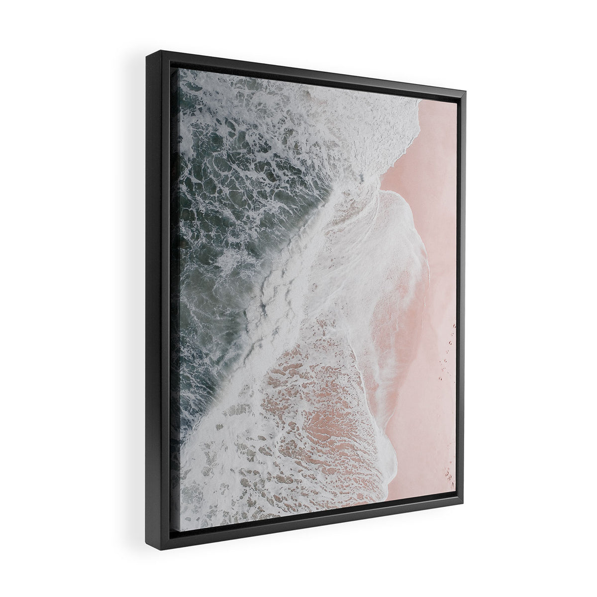 Crashing Waves Ocean Print - Aerial Beach - Pink Sand - Sea Travel photography by Ingrid Beddoes Framed Canvas Print Gallery Image 2