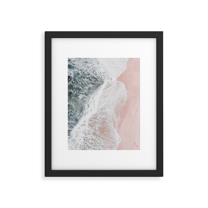 Crashing Waves Ocean Print - Aerial Beach - Pink Sand - Sea Travel photography by Ingrid Beddoes Framed Art Print Gallery Image 5