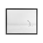 Minimal Black and White Beach Print - Bird Flight - Elegant Ocean Print - Seagull - Sea Photography  Framed Canvas Print Gallery Image 6