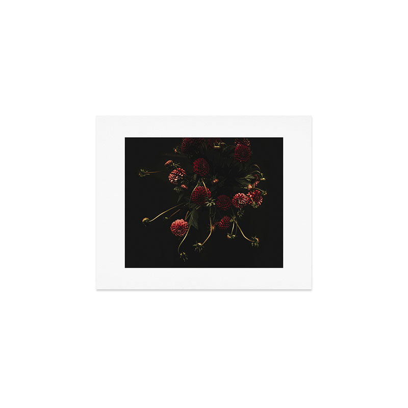 Flower Photography - Red Flowers - Dahlias - Elegant Dark Dramatic Floral print Art Print Gallery Image 1