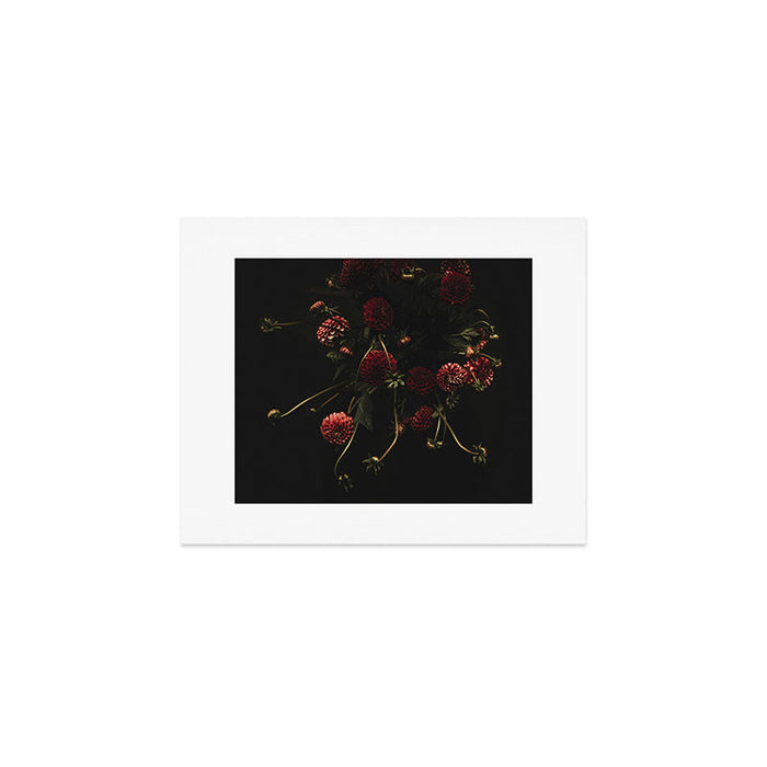 Flower Photography - Red Flowers - Dahlias - Elegant Dark Dramatic Floral print Art Print Gallery Image 1