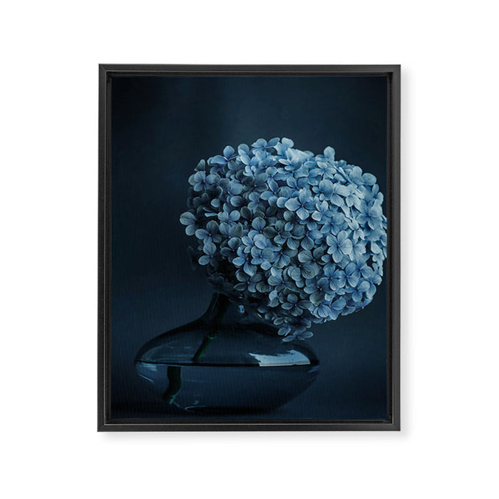 Flowers - Dark Blue Hydrangea Still Life Framed Canvas Print Gallery Image 1