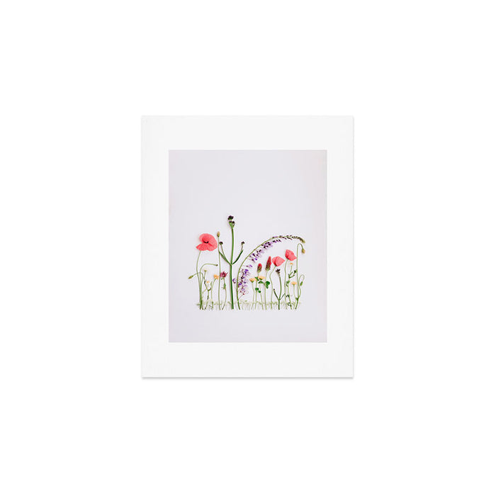 Flowers Flat Lay - Colorful Mixed Wildflowers - Poppies - Floral Art Print Gallery Image 1
