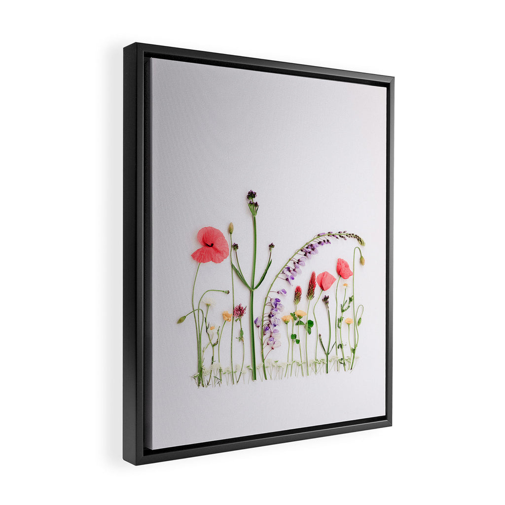Flowers Flat Lay - Colorful Mixed Wildflowers - Poppies - Floral Framed Canvas Print Gallery Image 2