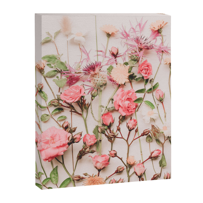Flowers - Pastel Wildflowers and Pink Roses - Flat lay Florals Canvas Print Gallery Image 1