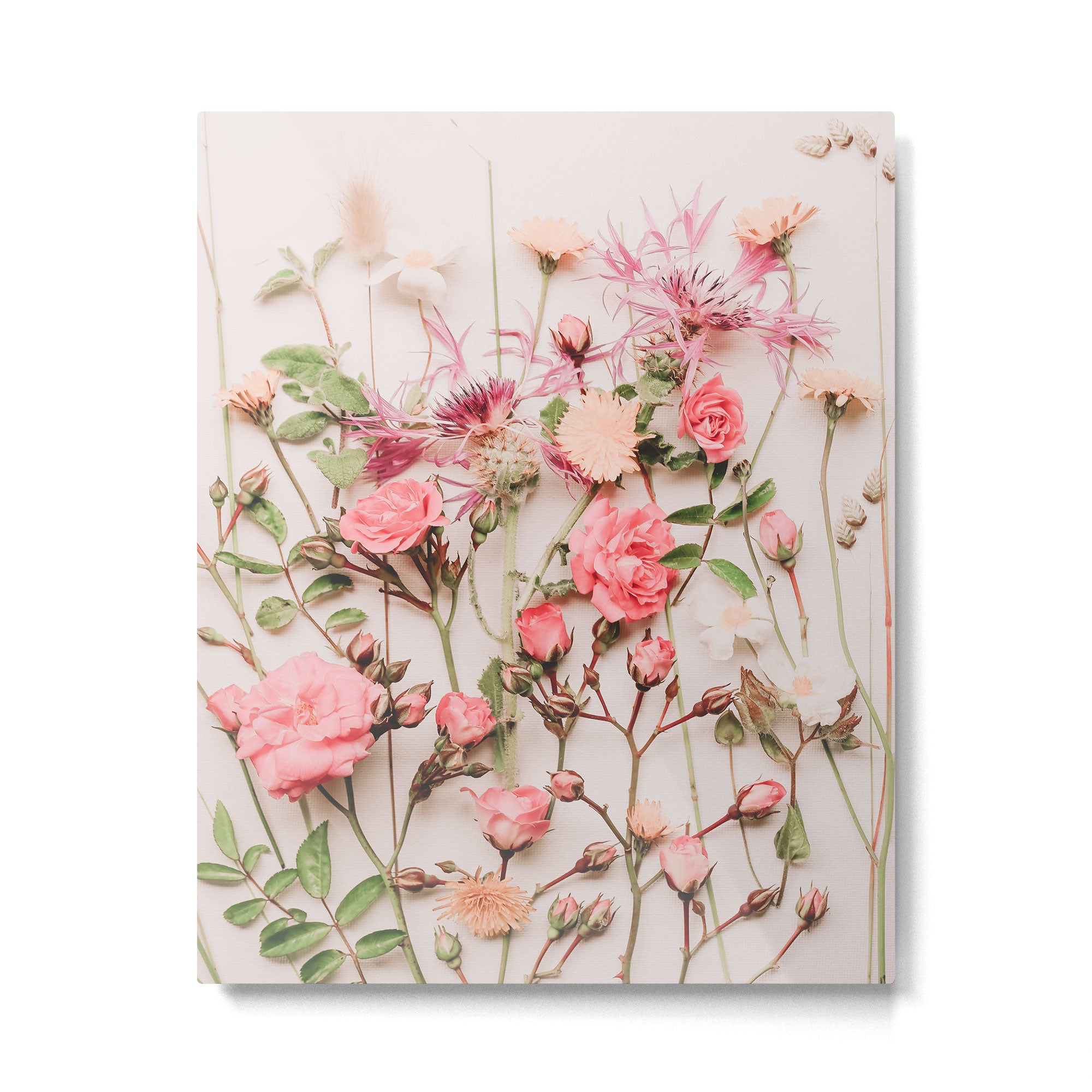 Flowers - Pastel Wildflowers and Pink Roses - Flat lay Florals Metal Print Gallery Image 6
