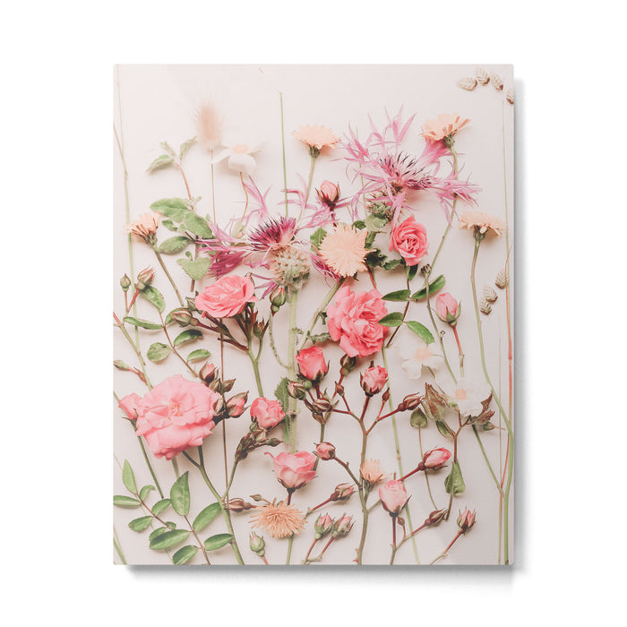 Flowers - Pastel Wildflowers and Pink Roses - Flat lay Florals Metal Print Gallery Image 1