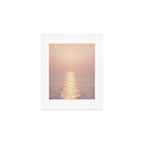 Golden Sunset - Aerial Ocean - Rose Pink Sky - Horizon - Sea Travel photography by Ingrid Beddoes Art Print Gallery Image 1