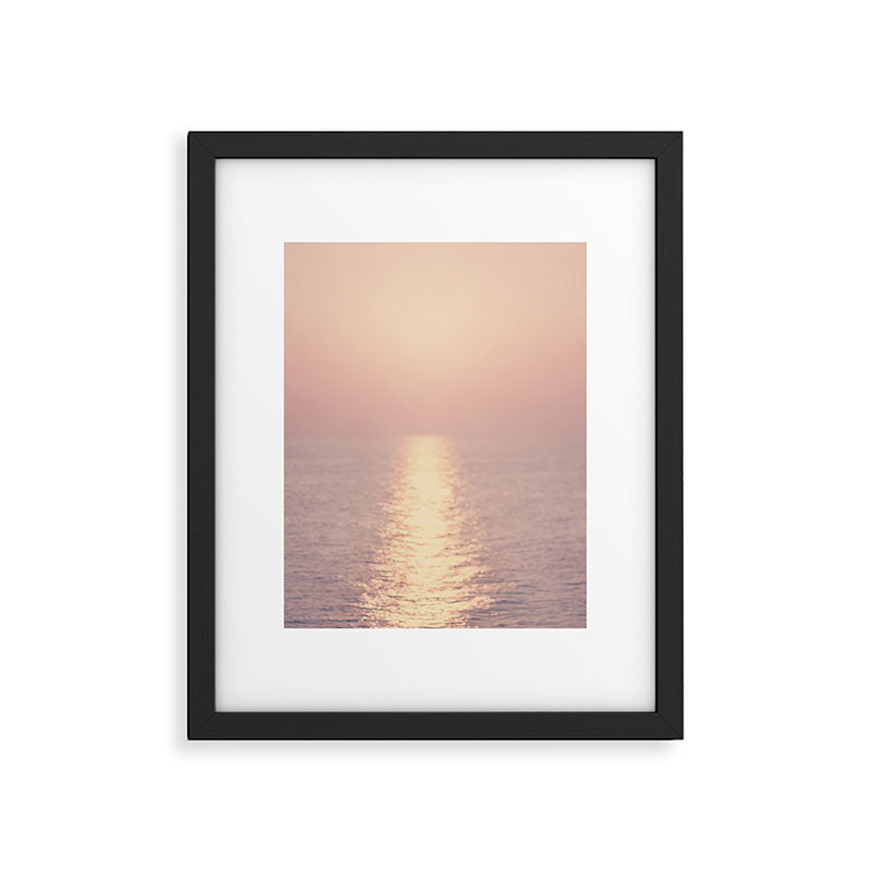 Golden Sunset - Aerial Ocean - Rose Pink Sky - Horizon - Sea Travel photography by Ingrid Beddoes Framed Art Print Gallery Image 4