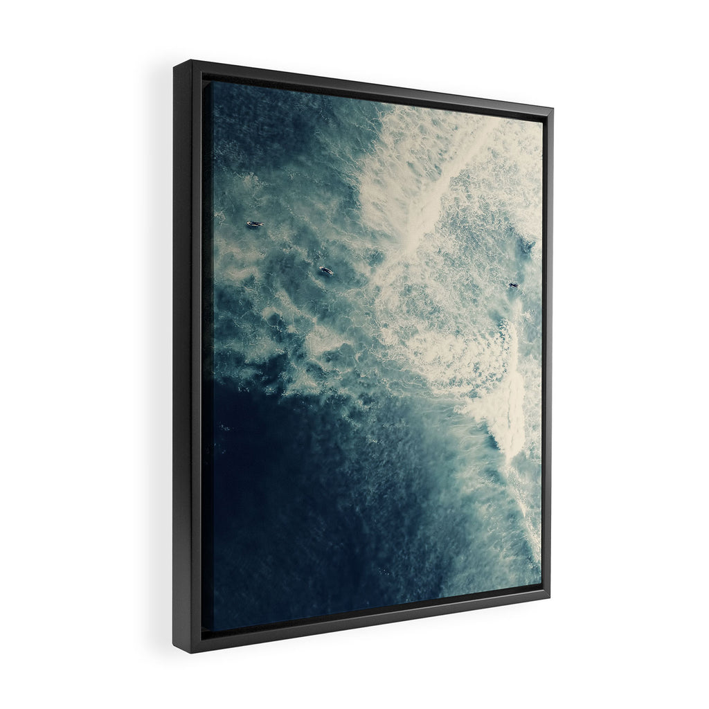 Ice Blue Surf - Aerial Ocean Sea Photography Framed Canvas Print Gallery Image 2