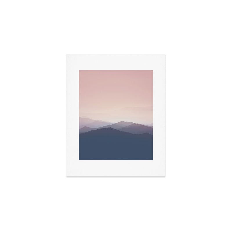Mountain Dusk - pink sunset mountain range landscape photography by Ingrid Beddoes Art Print Gallery Image 1