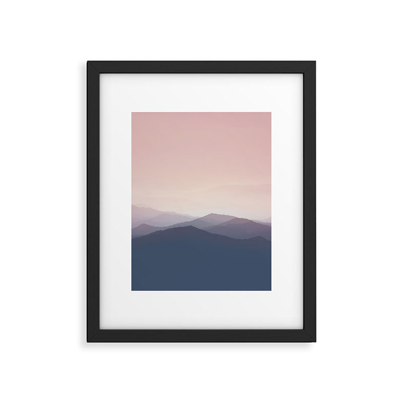 Mountain Dusk - pink sunset mountain range landscape photography by Ingrid Beddoes Framed Art Print Gallery Image 5