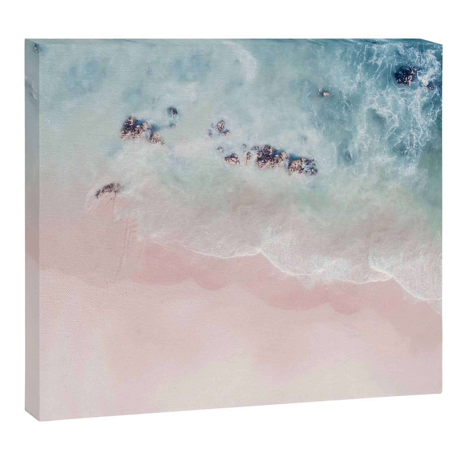Ocean Pink Blush Beach Print - Aerial Beach - Sea Photo - Travel photography by Ingrid Beddoes Canvas Print Gallery Image 3