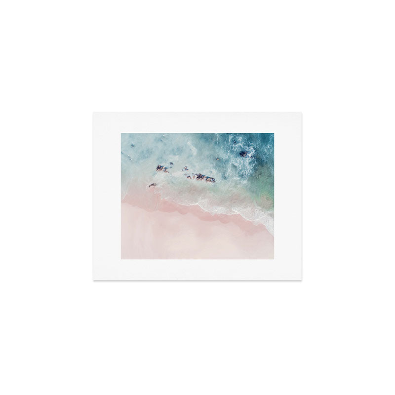 Ocean Pink Blush Beach Print - Aerial Beach - Sea Photo - Travel photography by Ingrid Beddoes Art Print Gallery Image 1