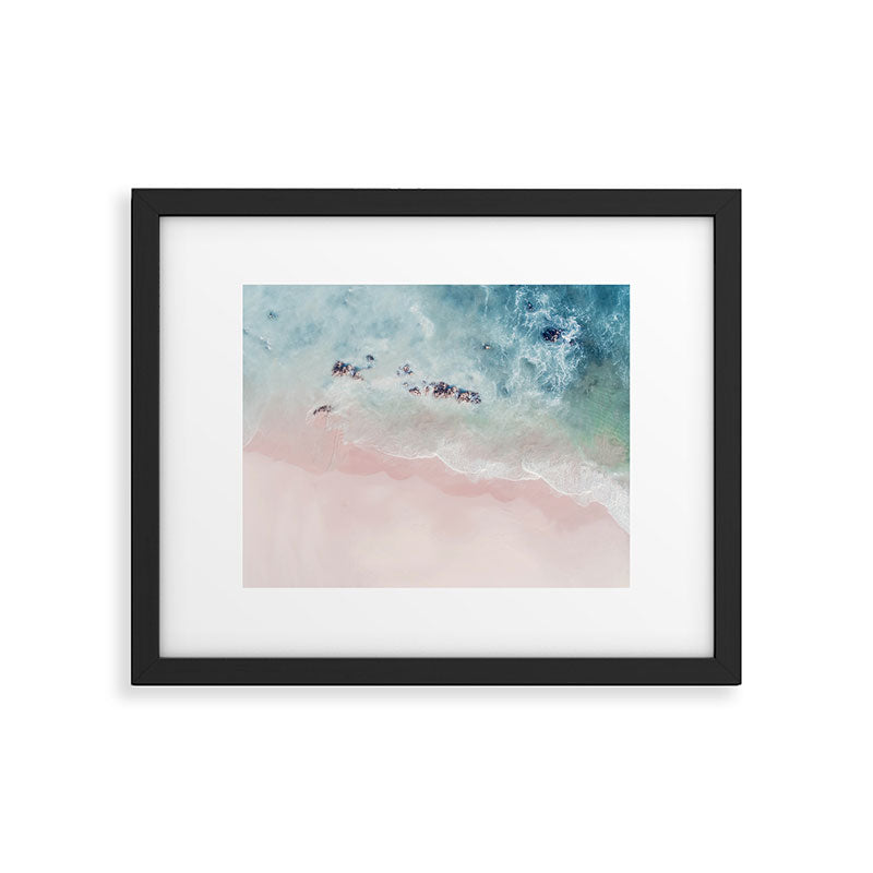 Ocean Pink Blush Beach Print - Aerial Beach - Sea Photo - Travel photography by Ingrid Beddoes Framed Art Print Gallery Image 5