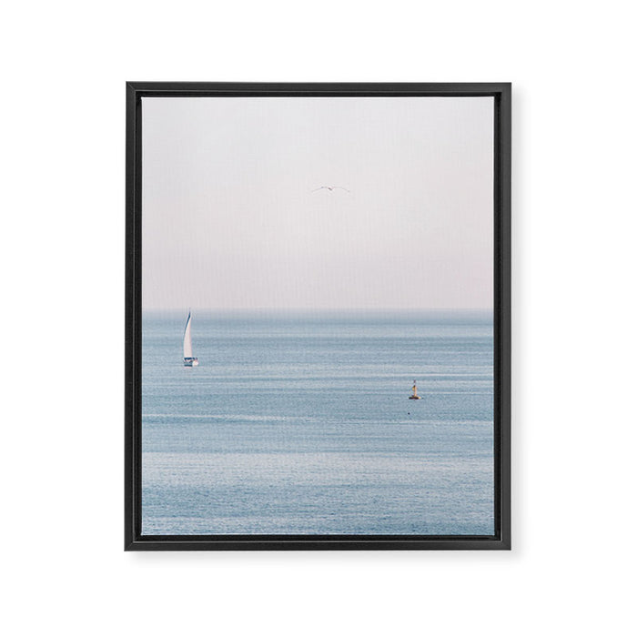Ocean - Sail boat in calm sea - travel photography Framed Canvas Print Gallery Image 1