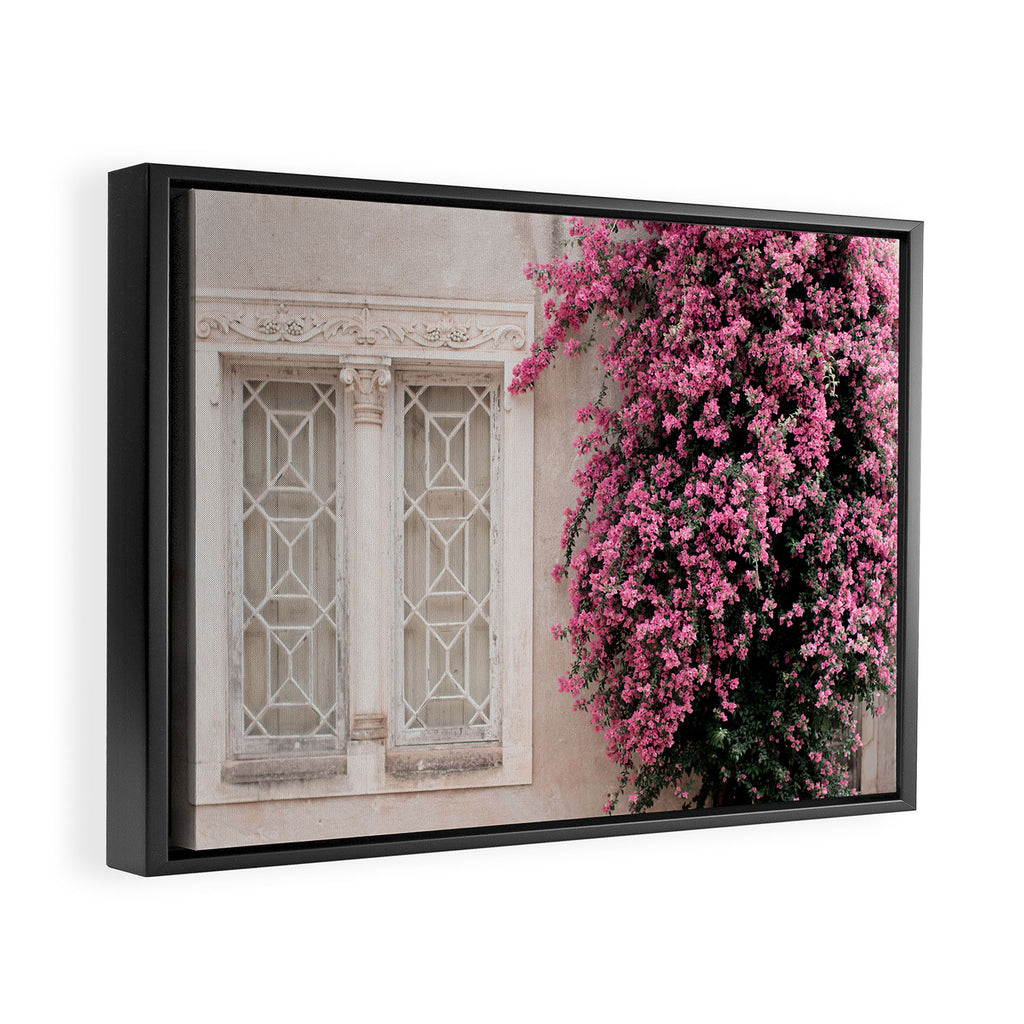 Pretty Window - Bougainvillea Flowers - Minimalist Portugal Travel Photography By Ingrid Beddoes Framed Canvas Print Gallery Image 2