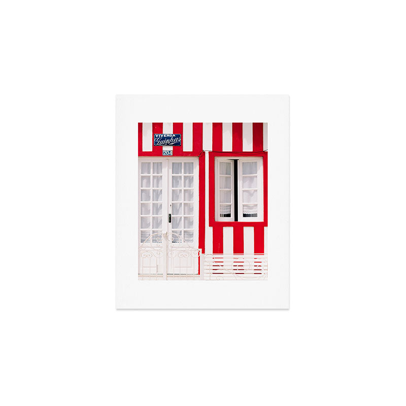 Red Stripes Beach House - Window - Door - Travel photography Art Print Gallery Image 1