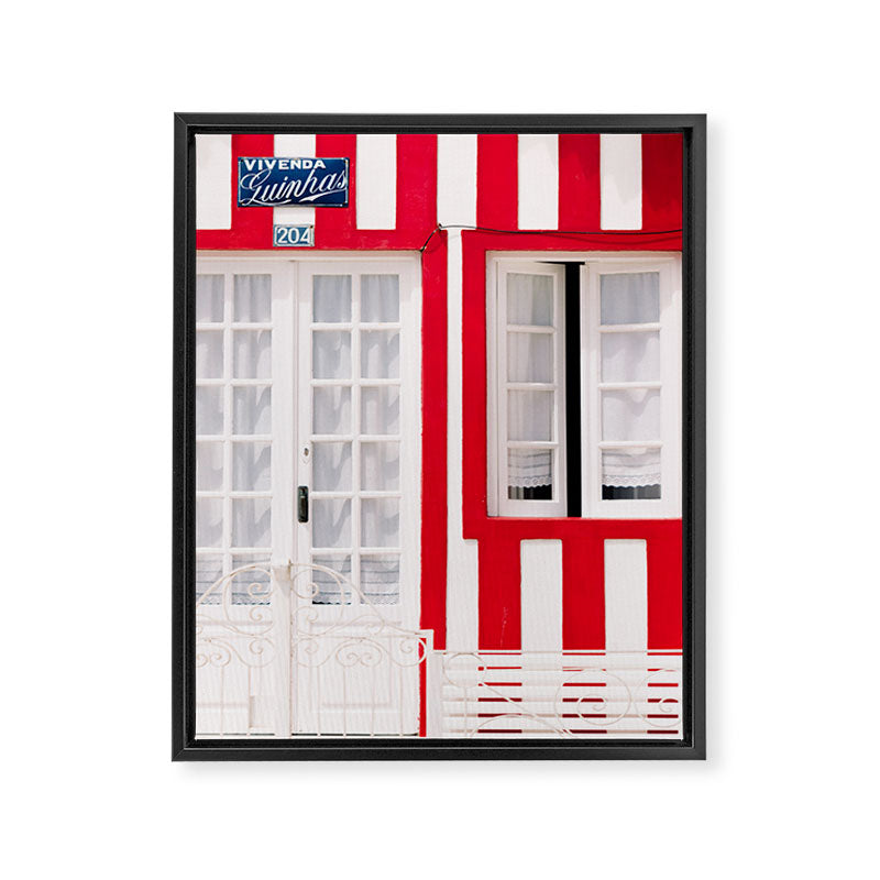 Red Stripes Beach House - Window - Door - Travel photography Framed Canvas Print Gallery Image 6
