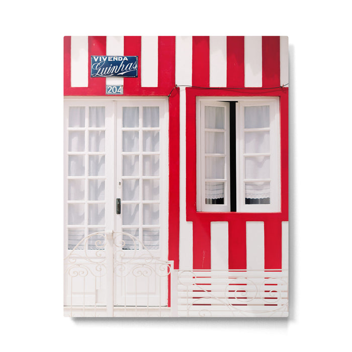 Red Stripes Beach House - Window - Door - Travel photography Metal Print Gallery Image 1