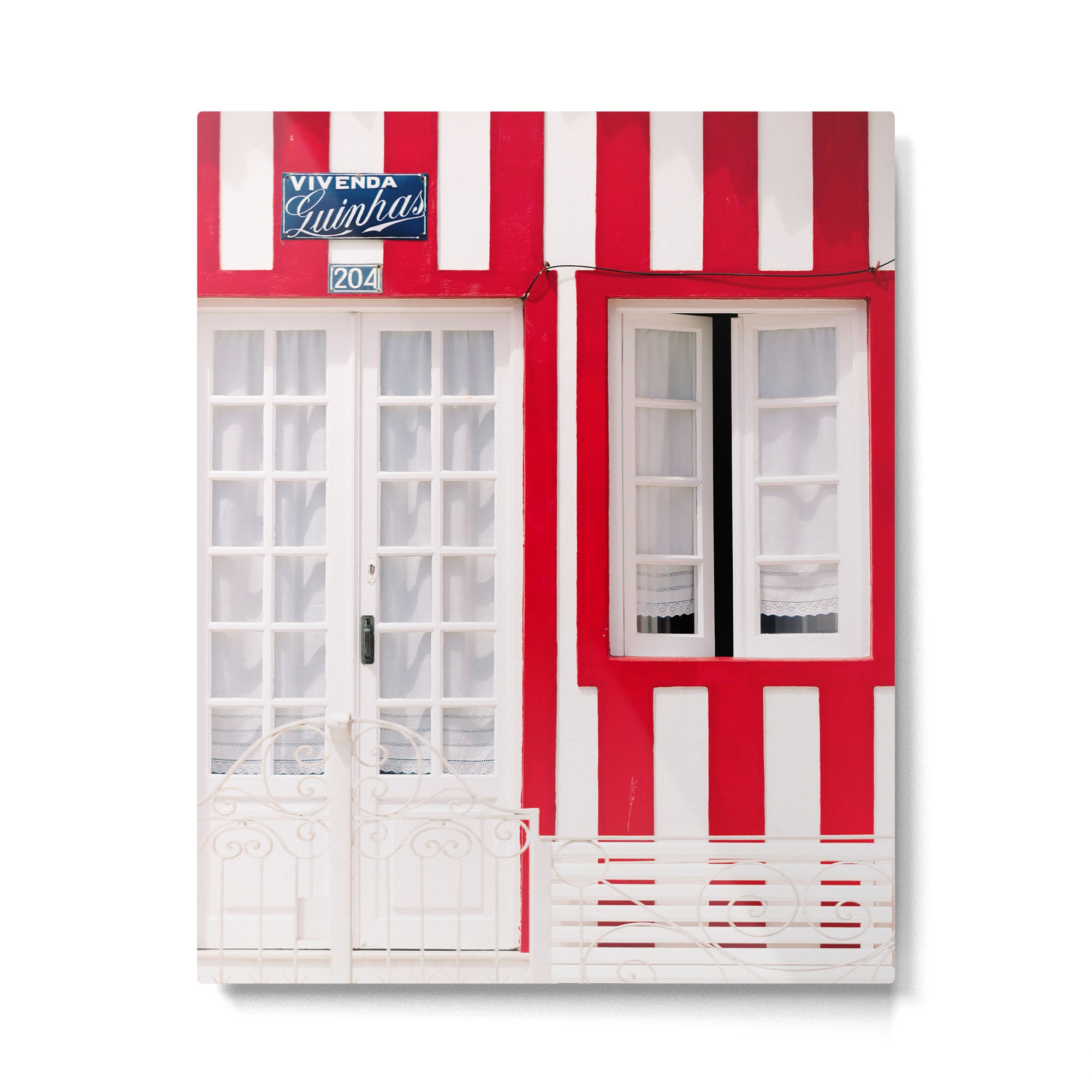 Red Stripes Beach House - Window - Door - Travel photography Metal Print Gallery Image 4