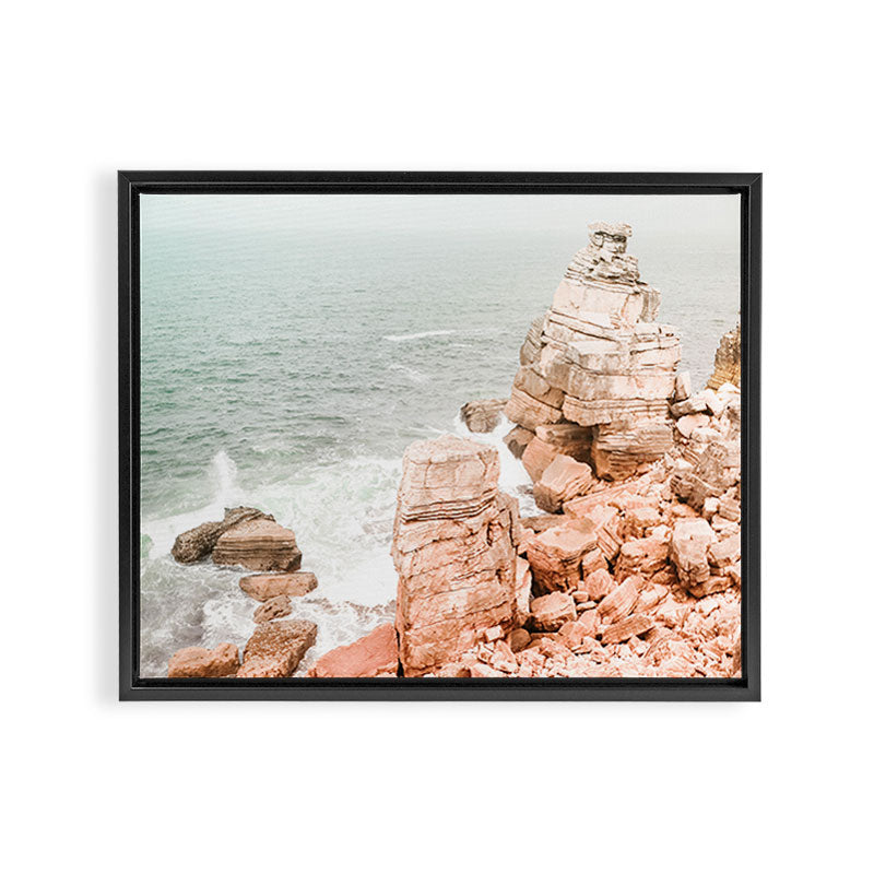 Rocky Coastline Beach View - Ocean Print - Sea - Travel photography by Ingrid Beddoes Framed Canvas Print Gallery Image 6