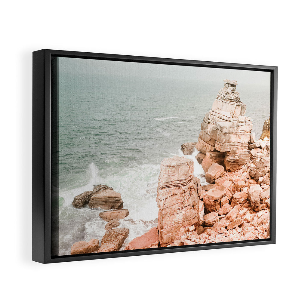 Rocky Coastline Beach View - Ocean Print - Sea - Travel photography by Ingrid Beddoes Framed Canvas Print Gallery Image 2