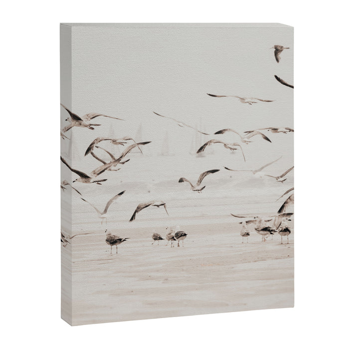 Sail Boats and Seagulls - Beach - Ocean Travel photography Canvas Print Gallery Image 1