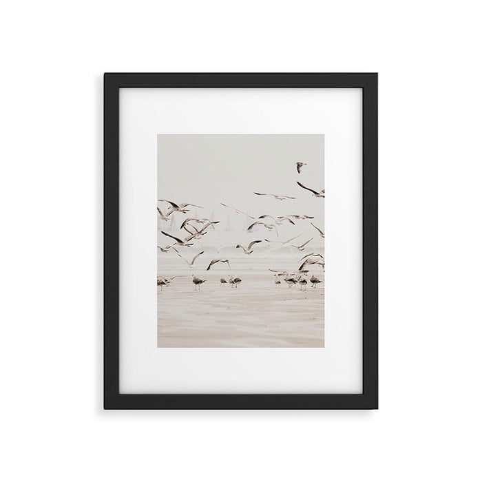 Sail Boats and Seagulls - Beach - Ocean Travel photography Framed Art Print Gallery Image 1