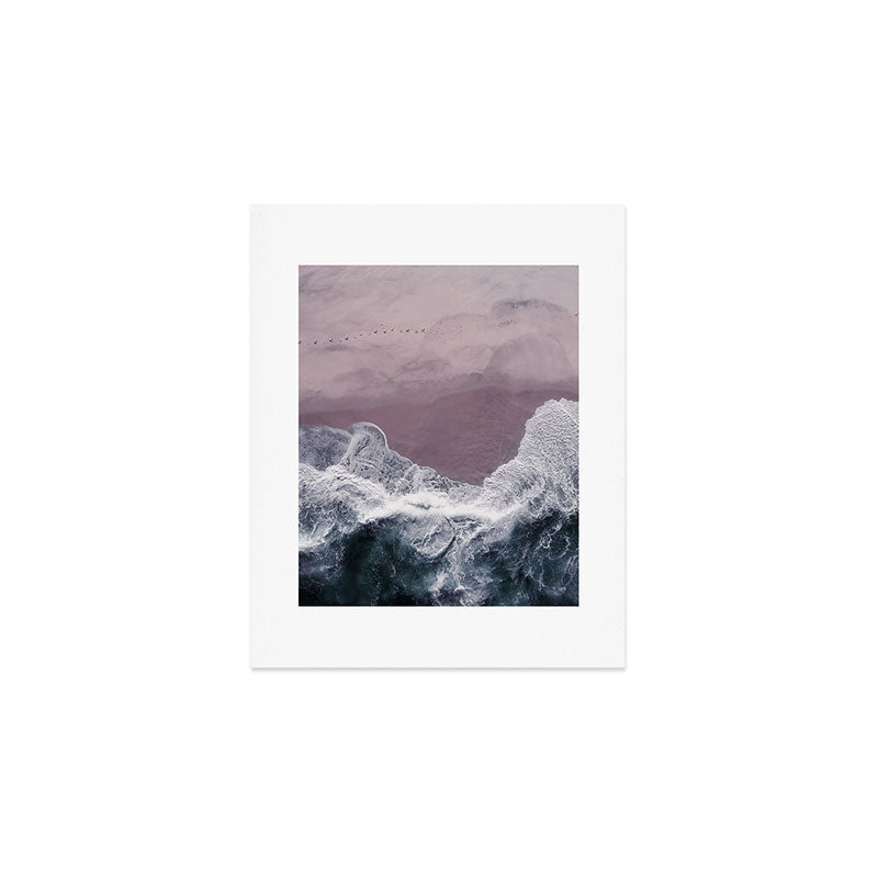 Minimal Aerial Beach -  Purple Sand -Ocean - Sea - travel photography  Art Print Gallery Image 1