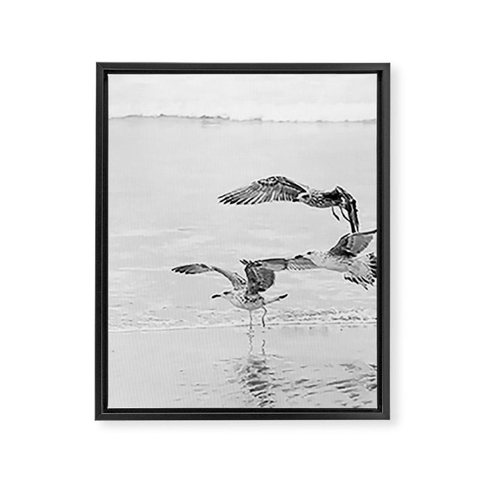Seagulls Beach Ocean Framed Canvas Print Gallery Image 1