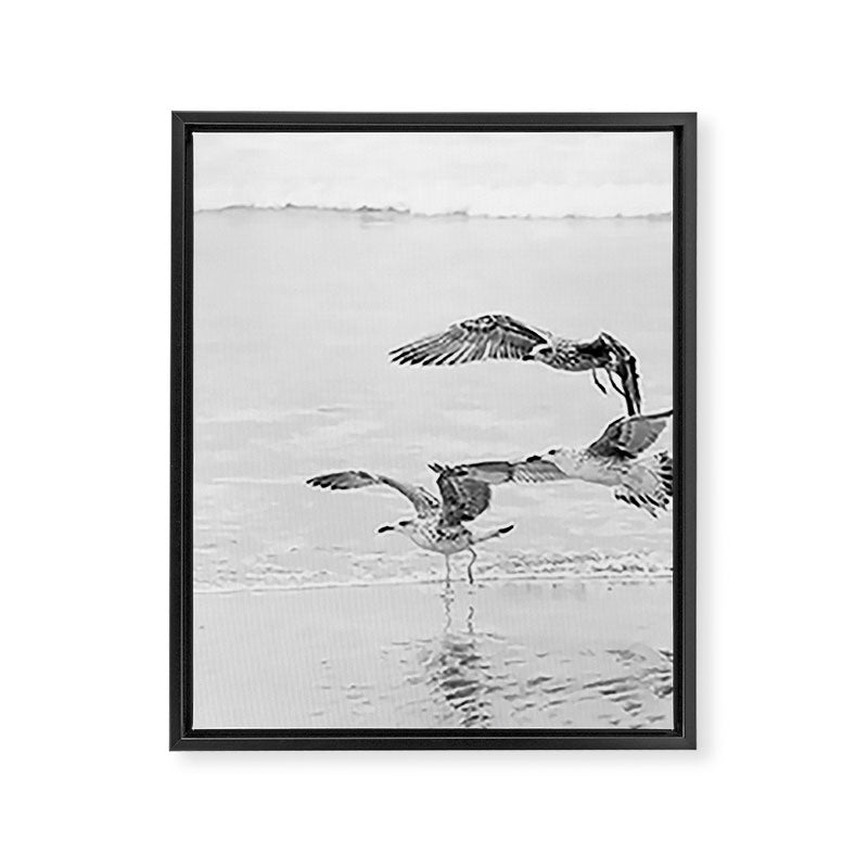 Seagulls Beach Ocean Framed Canvas Print Gallery Image 6