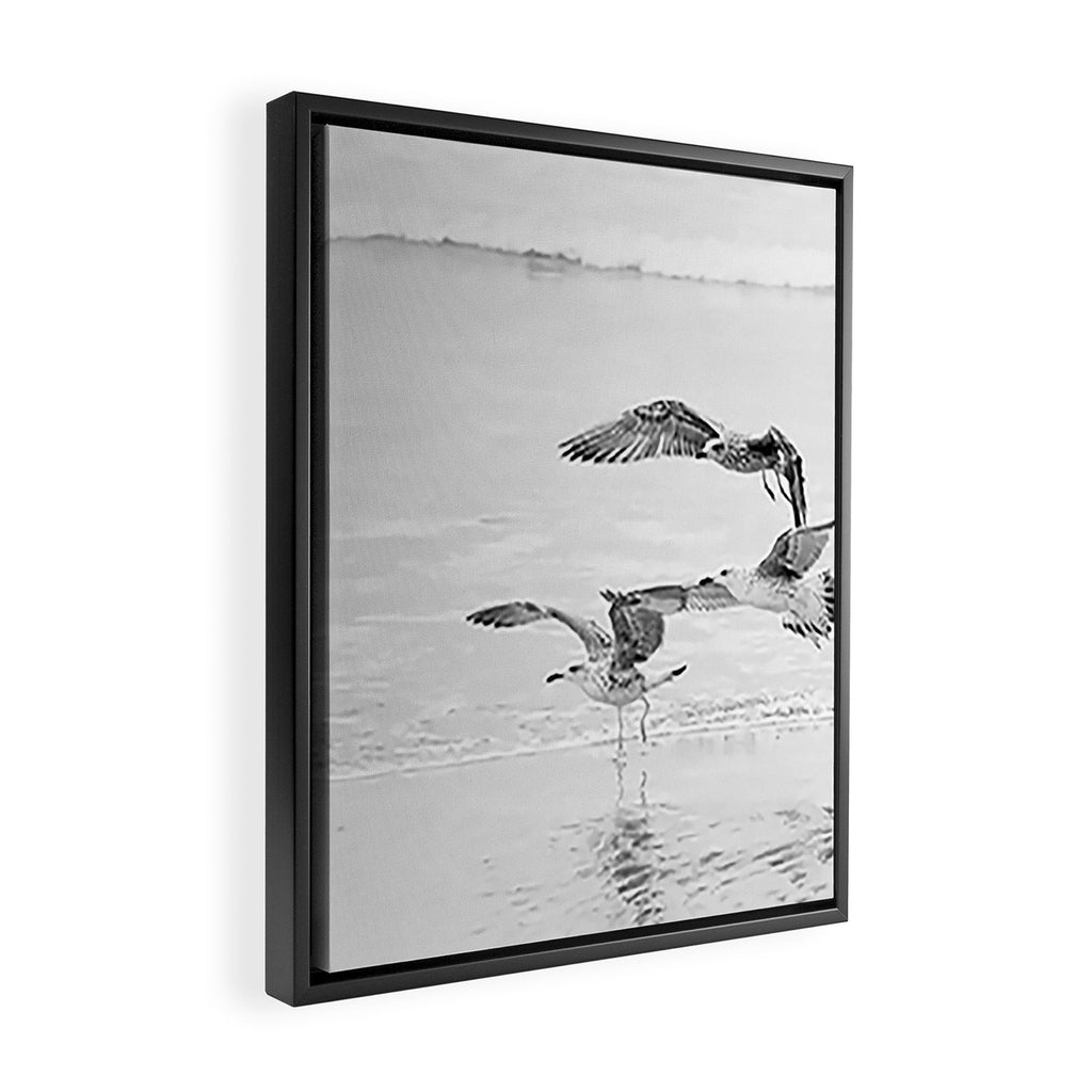 Seagulls Beach Ocean Framed Canvas Print Gallery Image 2