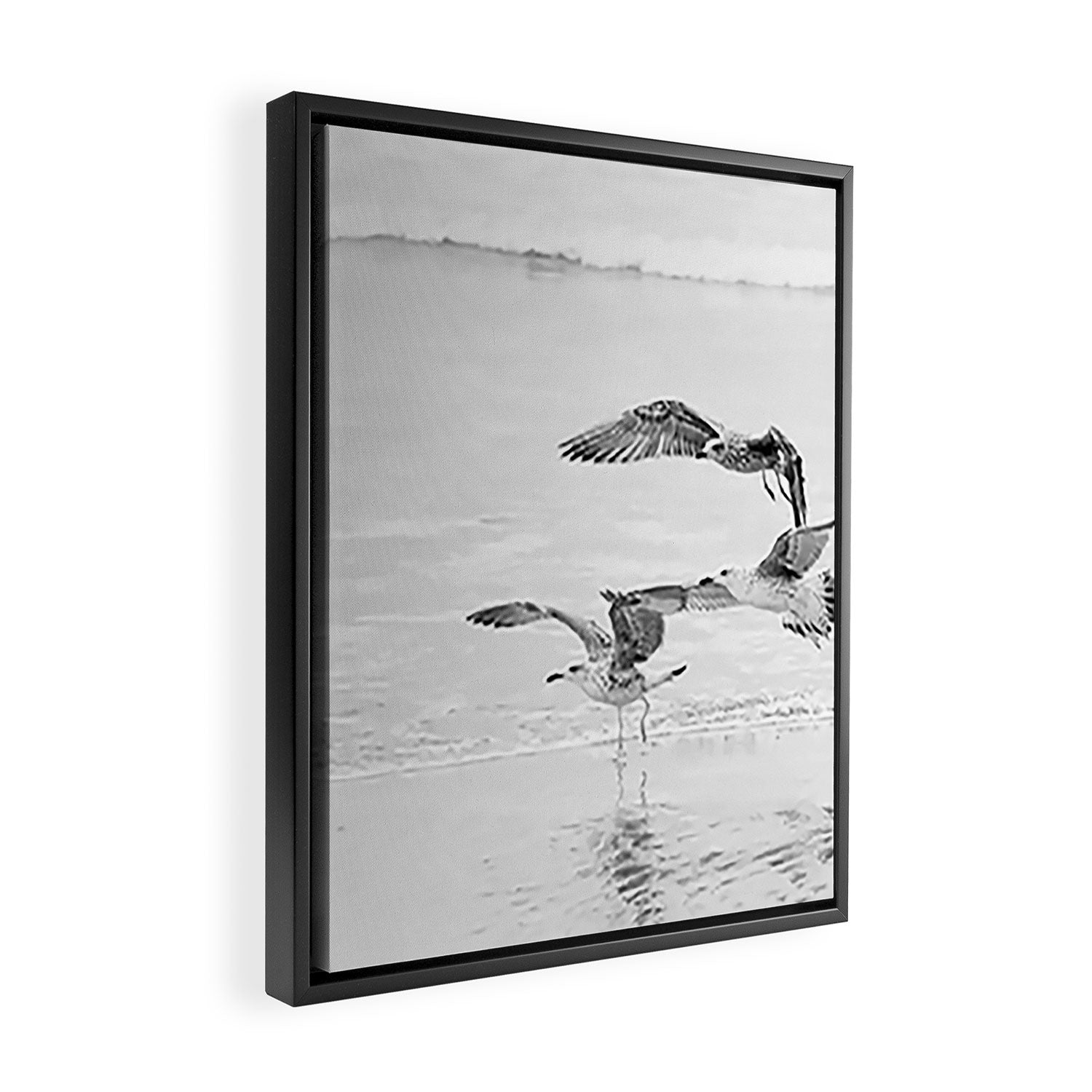 Seagulls Beach Ocean Framed Canvas Print Gallery Image 2