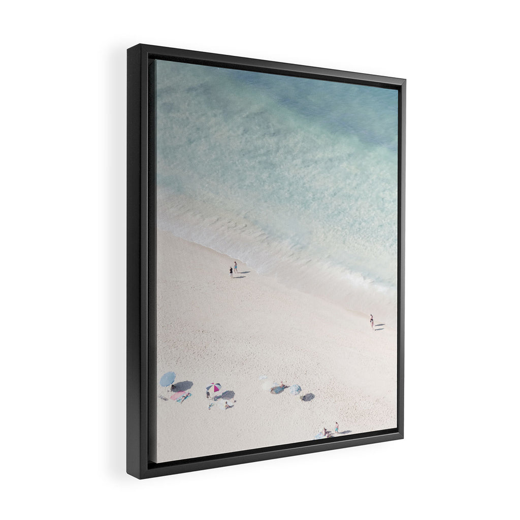 Summer Seaside Beach Print - Aerial Ocean Crowded Beach Sea photography by Ingrid Beddoes Framed Canvas Print Gallery Image 2